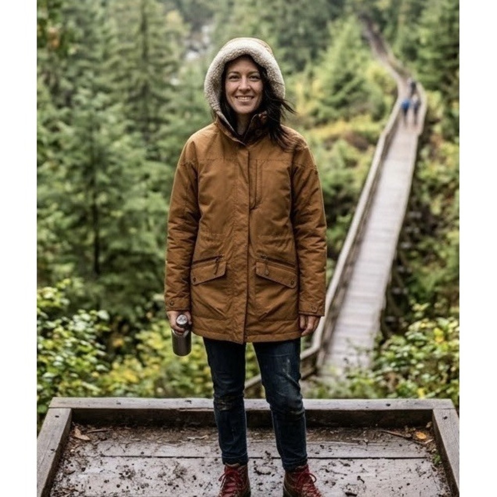 Columbia OmniHeat 2in1 Interchange Carson Pass Coat Hooded Brown Women's Large